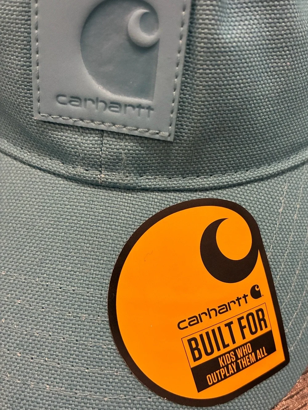Carhartt Medium Blue Canvas Baseball Hat w/ Monochrome Logo Patch, Infant OSFM